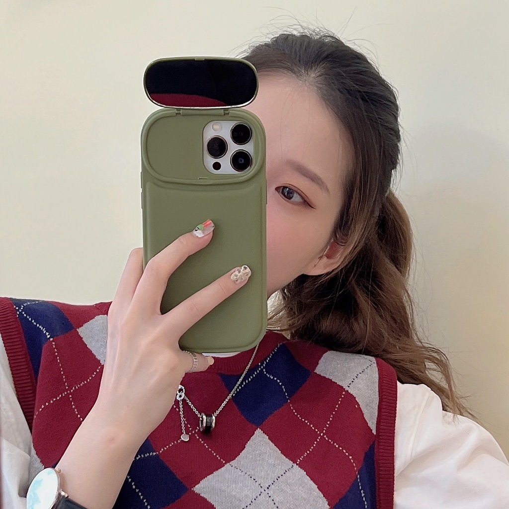Warna Macaron Ins Makeup Cermin Kamera Perlindungan Ponsel Case Untuk iPhone 14 Pro 13 12 11 14 Pro Max XR XS Max X Lembut Silikon Cover Casing