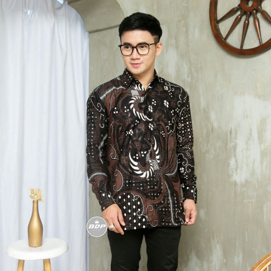 Kemeja Batik Pria Lengan Panjang M L XL XXL Baju Batik Pria Modern Batik Kerja Pria Batik Kantor Pria Seragam Batik