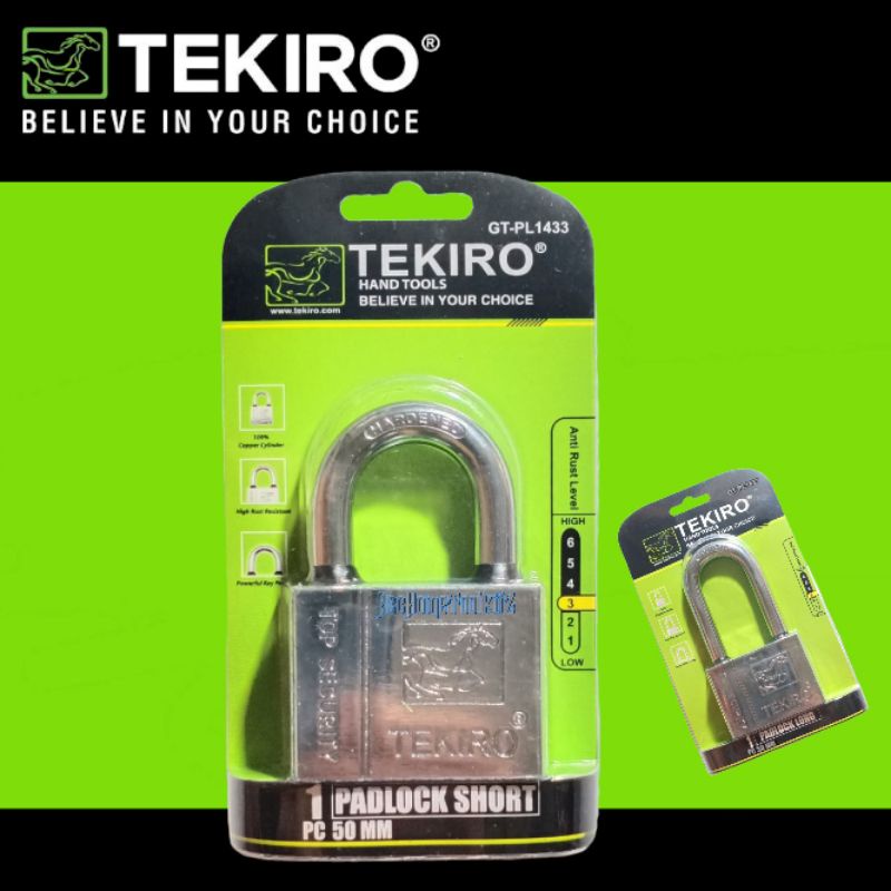 TEKIRO Gembok Kotak 50mm Leher Pendek Padlock Kuat PDK Anti Rust Maling ORI