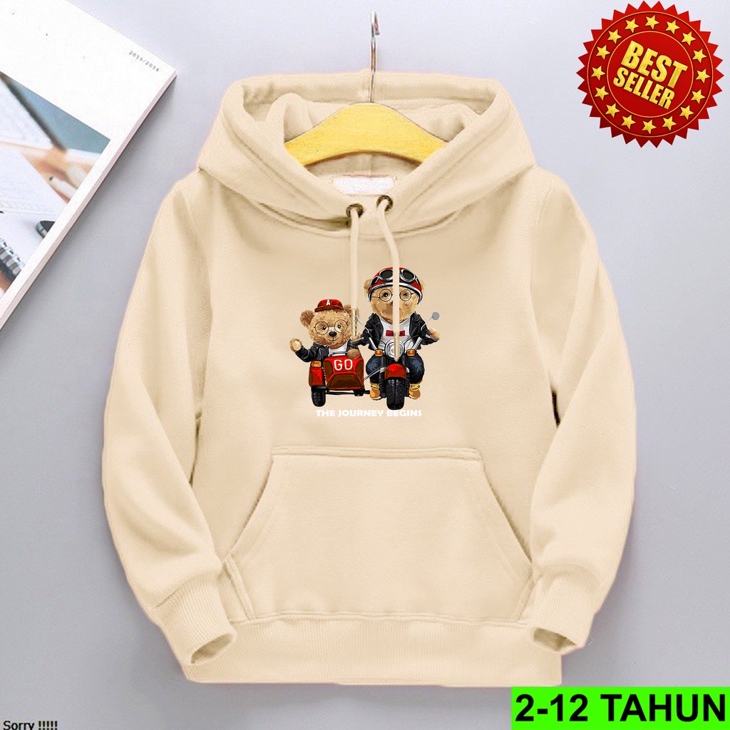 Jumper Hoodie Anak  THE JOURNEY BEAR II Jaket Hoodie Anak Viral Bahan Fleece Sz M - XL ( Laki Laki &amp; Peremepuan )