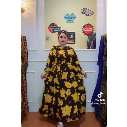 Gamis Rayon Bunga Krah