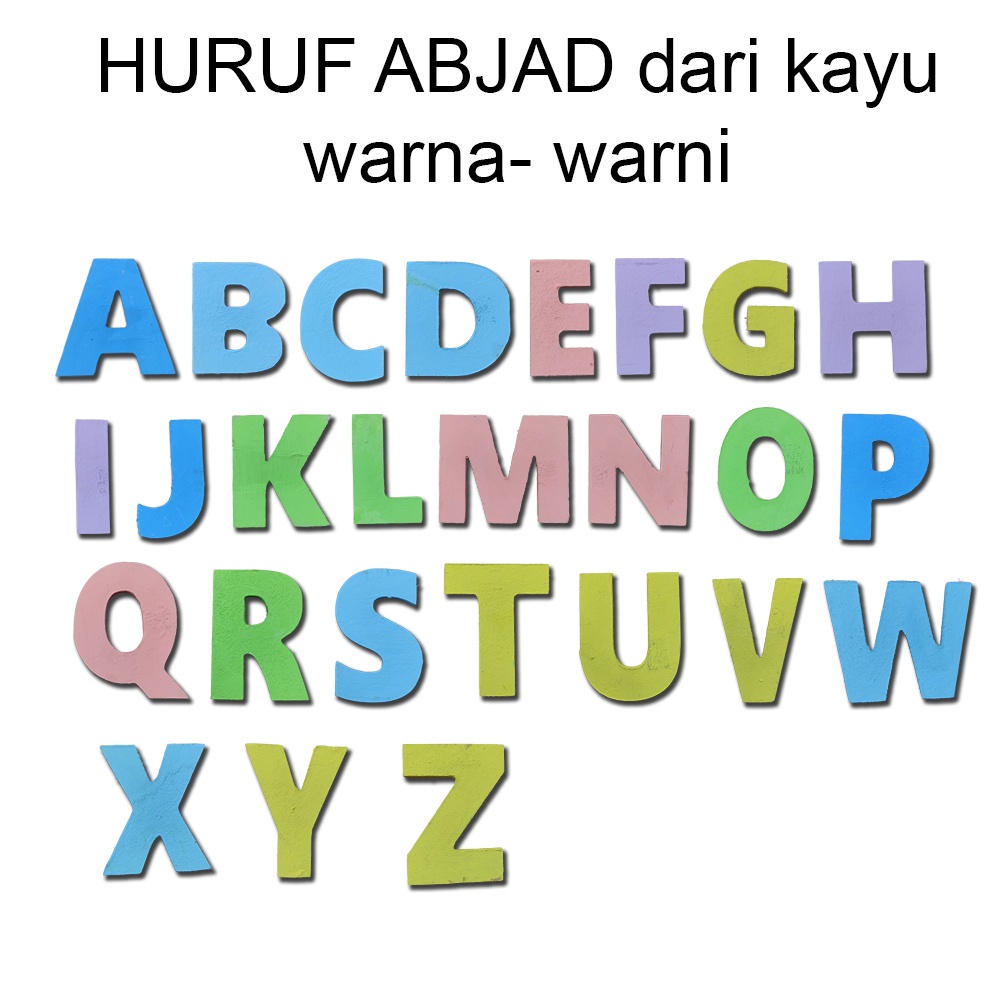 Huruf Abjad kayu ukir warna - warni / huruf dari kayu ukir timbul bahan mdf ukuran 9cm