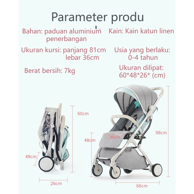 Stroller TIANRUI TR18 Bayi Autofold Cabin Size sangat ringan Stroller