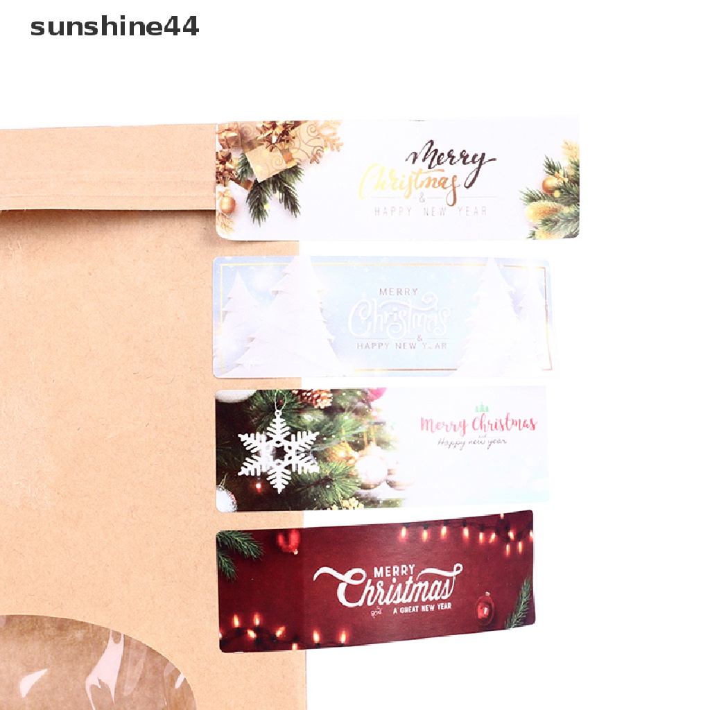 Sunshine 120Pcs/Roll 2.5x7.5cm Merry Christmas Stiker Hadiah Liburan Label Decals.