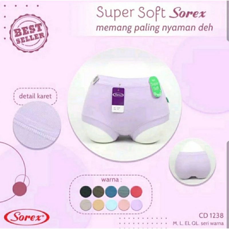 [GROSIR 6PCS]Celana Dalam Wanita Sorex Super Soft 1238/Bahan Lembut/Nyaman di pakai/ORIGINAL/Size M - QL