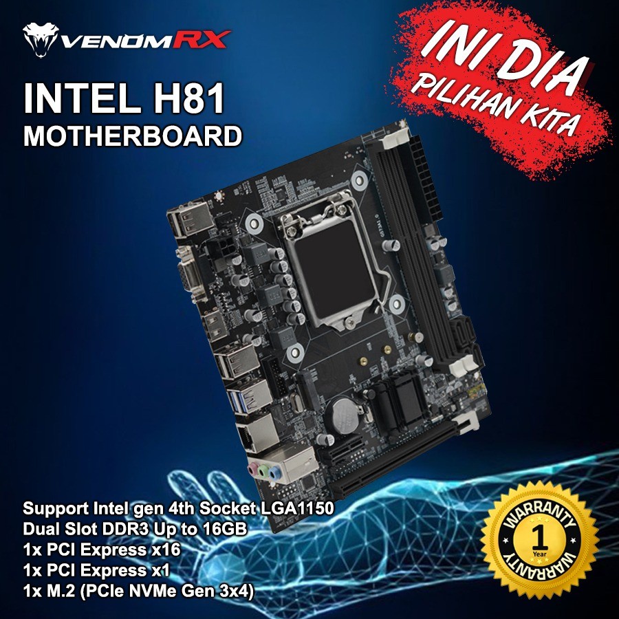 MotherBoard VENOMRX INTEL H81 LGA1150 VENOMRX H81 LGA 1150 NVME SUPPORT