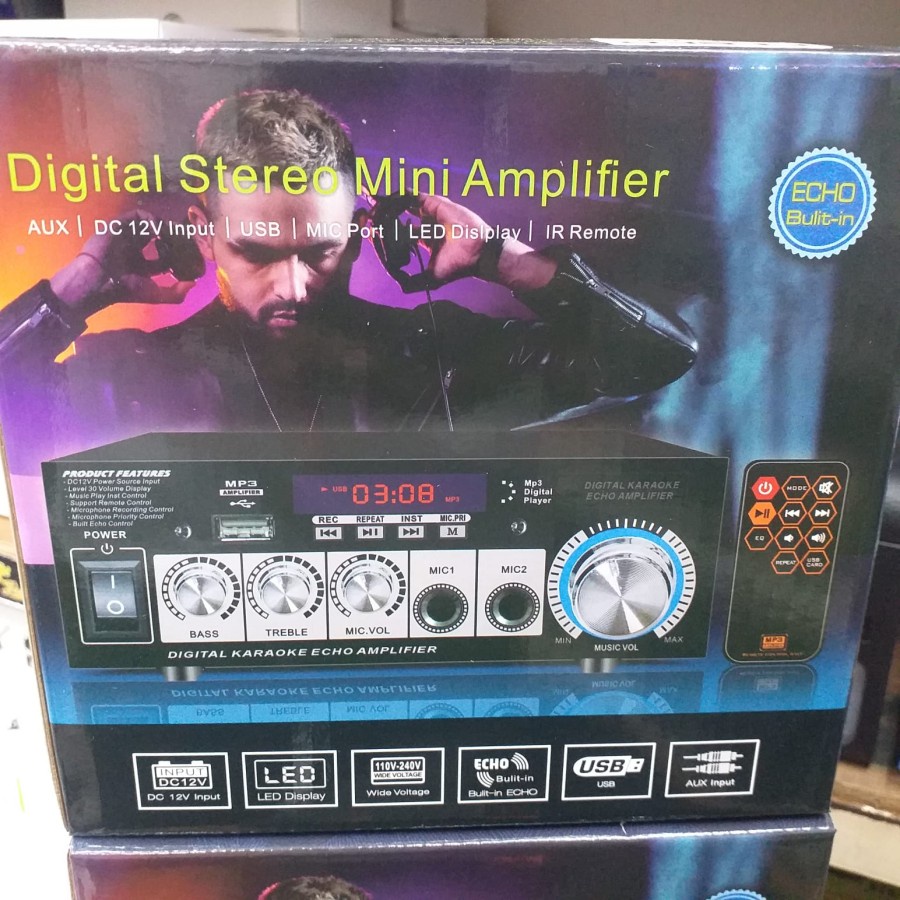 COD POWER AMPLIFIER WIRELESS DIGITAL STEREO FLECO D16 / AMPLI KARAOKE BLUETOOTH FLECO D16 TERMURAH SUPER BASS