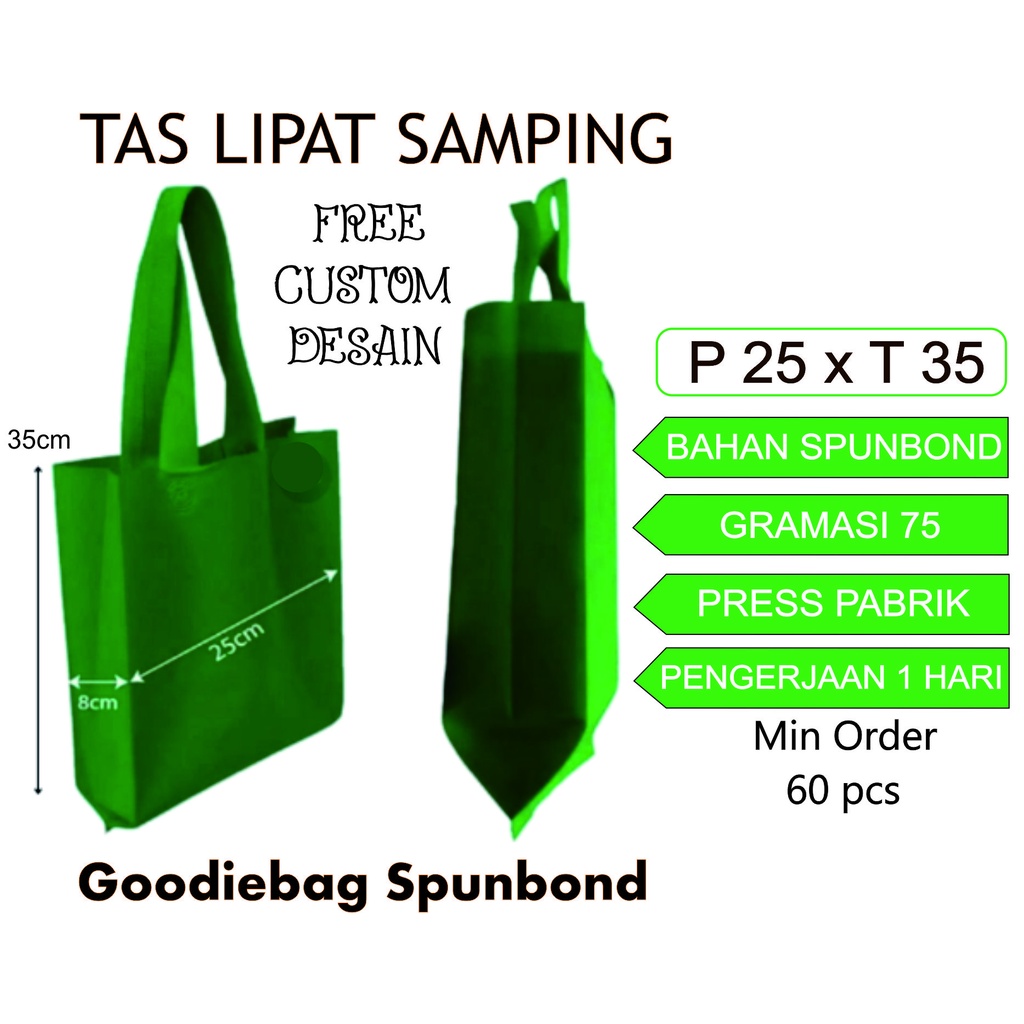 

TAS SPUNBOND SABLON 25 x 35 X 8 / TAS BELANJA / TAS SOUVENIR / GOODIE BAG/TAS PERNIKAHAN