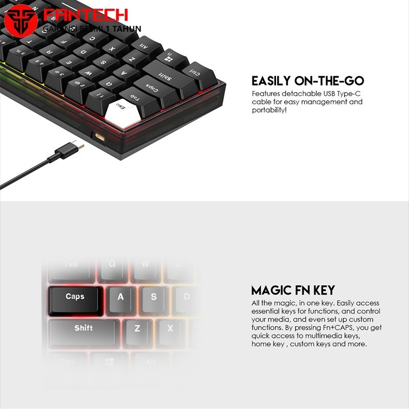 Fantech MAXFIT61 FROST Wireless Hotswap Keyboard Gaming Mechanical RGB