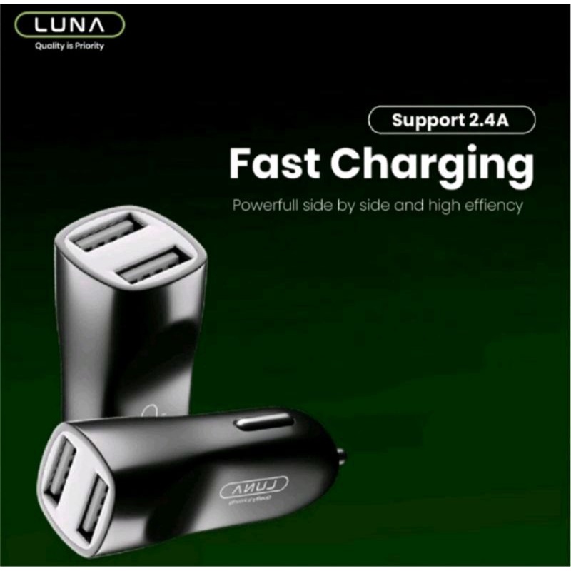 LUNA R1B4 ADAPTOR CHARGER MOBIL FAST CHARGER PLUG IN LUNA TYPE C 2 PORT 2,4 A