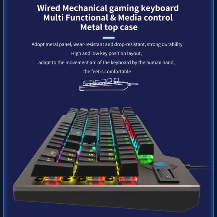 Keyboard Gaming AULA F2063 Multimedia Mechanical RGB Macro- AULA F2063