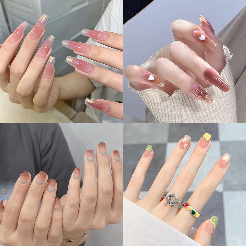 24 pcs / set kuku palsu import fake nails korea anti air sudah ada lem cair part 6