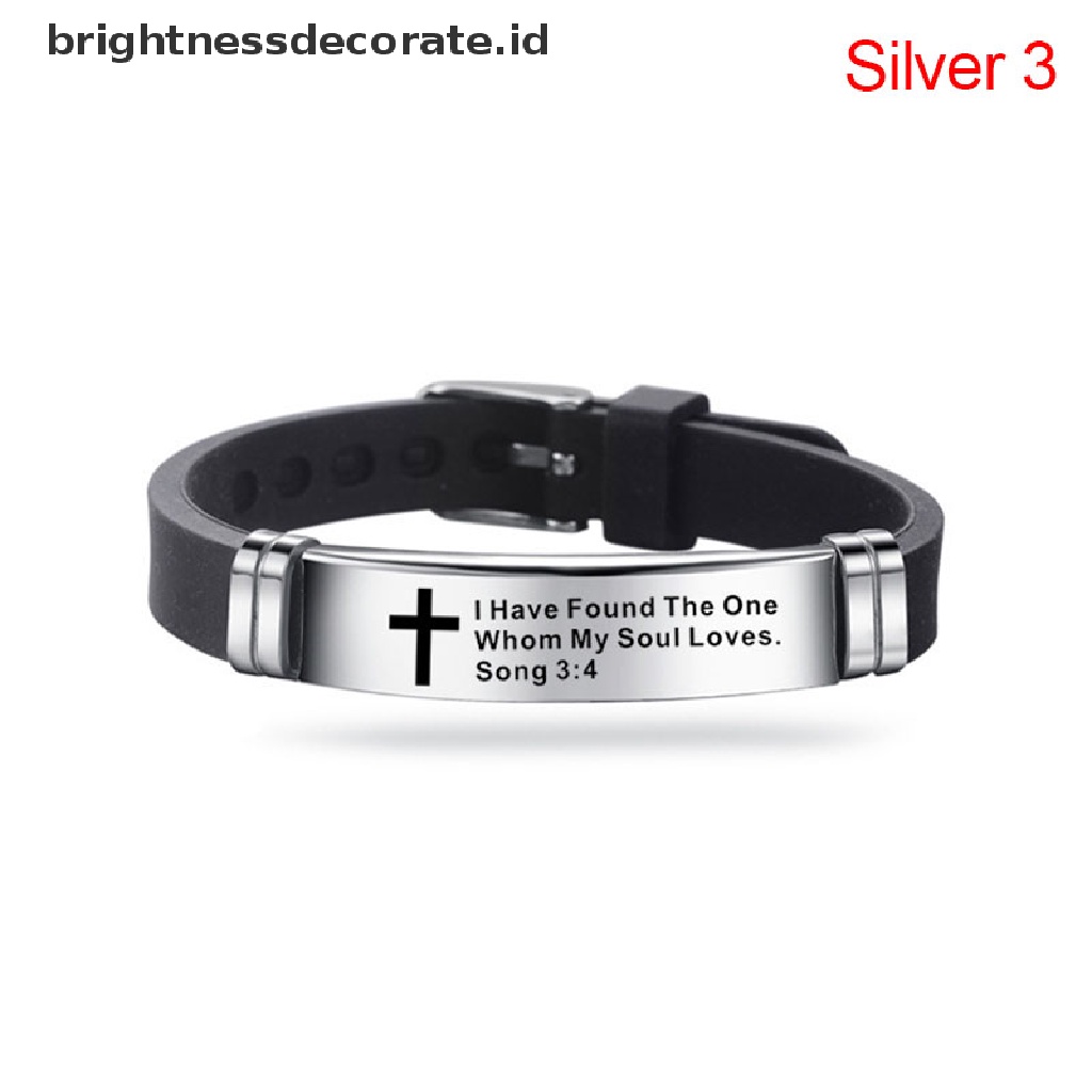 [Birth] Gelang Salib Adjustable Silicone Bangles Wristband Love Never Fails Jewelry [ID]