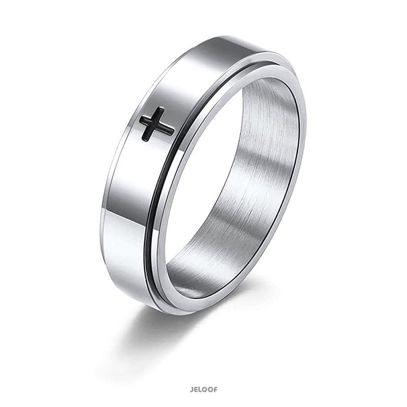 Jeloof Cincin Worthy | Titanium | Stainless Steel | Cincin Salib | Cincin Pria | Cincin Wanita