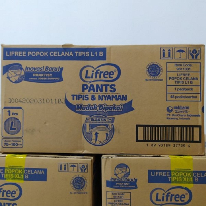 Lifree Popok Pempers Celana Dewasa M L XL Kemasan Karton Isi 48 Pcs