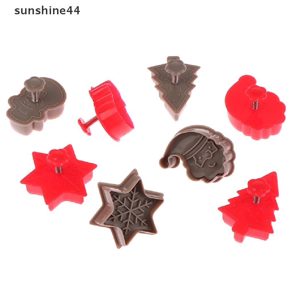 Sunshine 4Pcs/Set Cetakan Kue Kering Cookie Cutter Plastik Natal Baking Cookie Cutter.