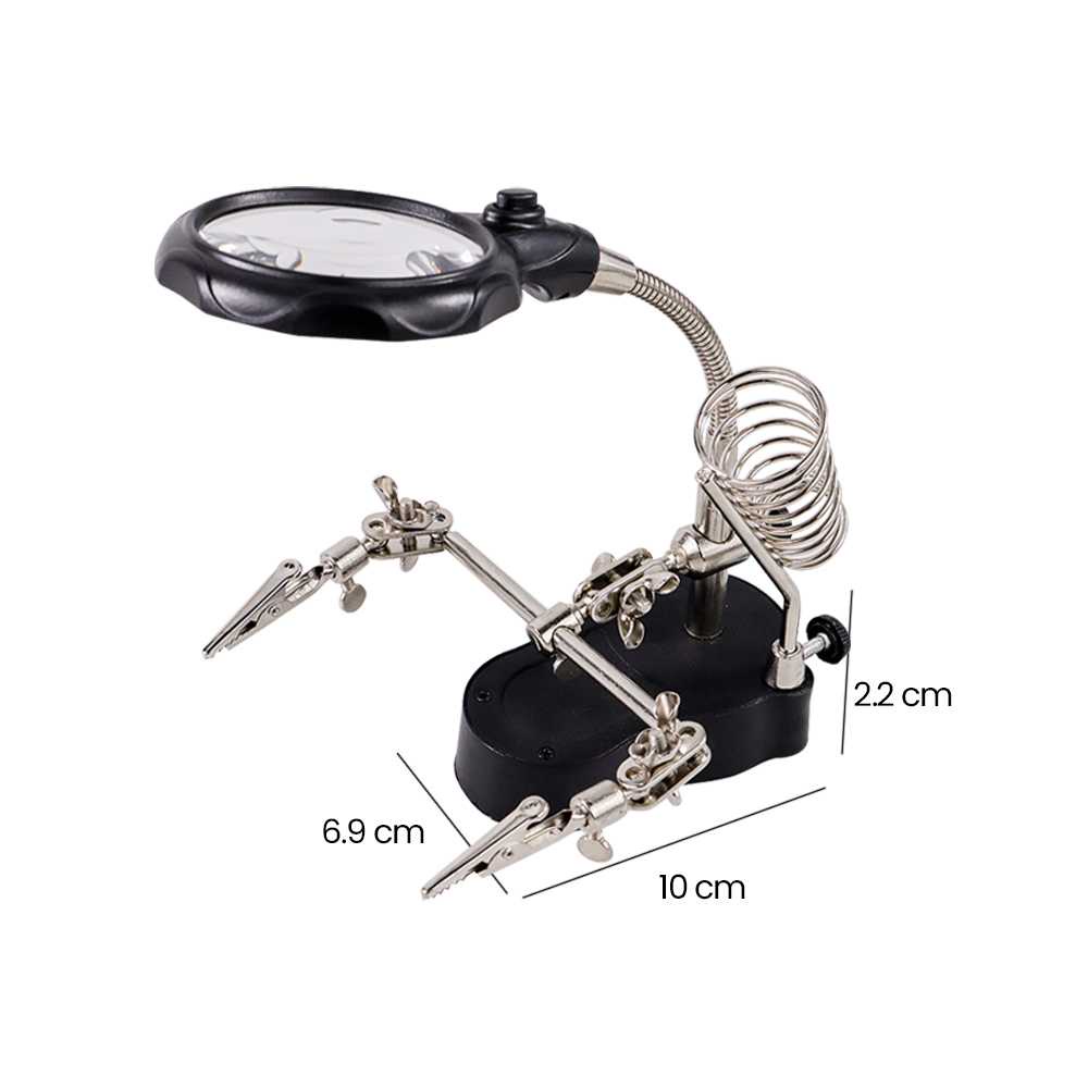 Alat Pegangan Solder Dengan Kaca Pembesar Dan Lampu LED