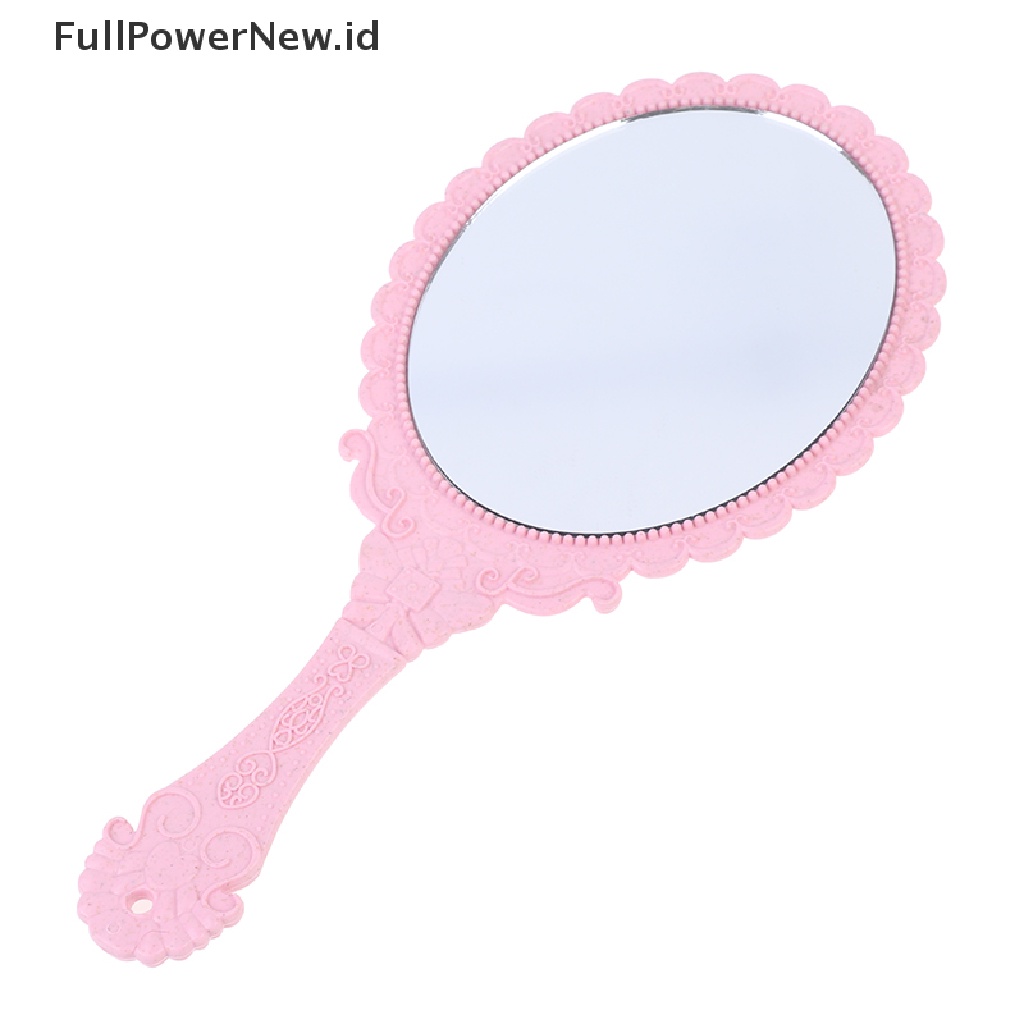 Power Vintage Ukir Handheld Vanity Mirror Kaca Rias Cermin Tangan Gagang Kosmetik ID