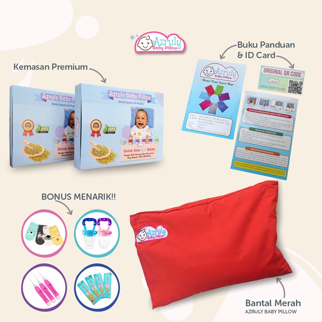 Azruly Baby Pillow + Selimut Bayi Hangat - Bantal Kesehatan Bayi Anti Peyang OPSIMOM | 2 PCS