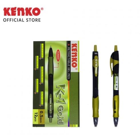 

Kenko Gel Pen K-1 Retractable Gold Barrel Tinta Hitam