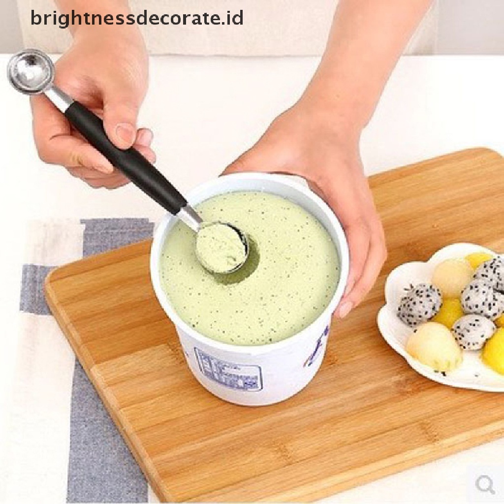 [Birth] Sendok Es Krim Buah Scoop Stainless Steal Double Ended Melon Ball Scooper Dapur [ID]