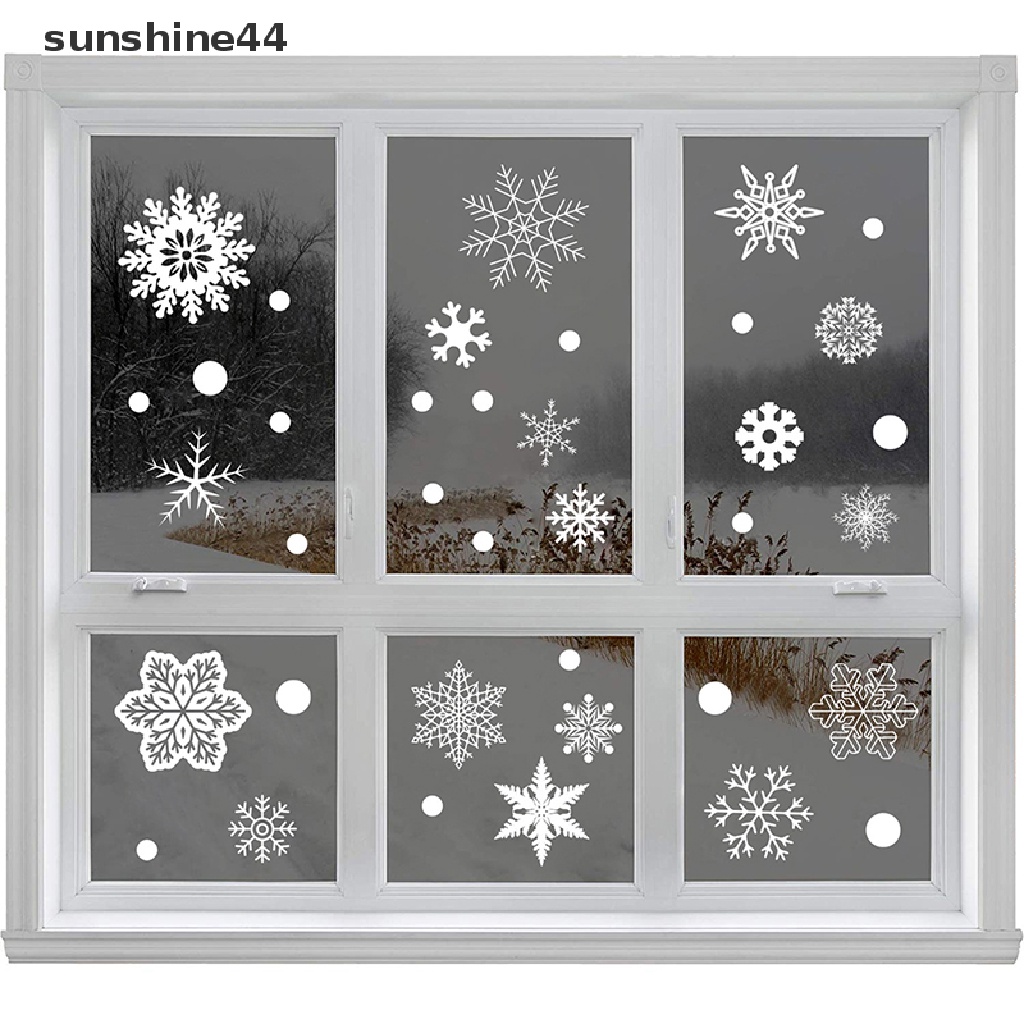 Sunshine Christmas 37pcs Glitter Snowflake Clings Kaca Film Stiker Kaca Statis Decal.