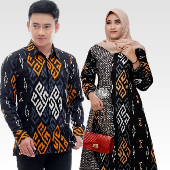 Couple Gamis kombinasi batik  size jumbo model terbaru Shalimar kemeja lengan panjang M L XL  Gamis 