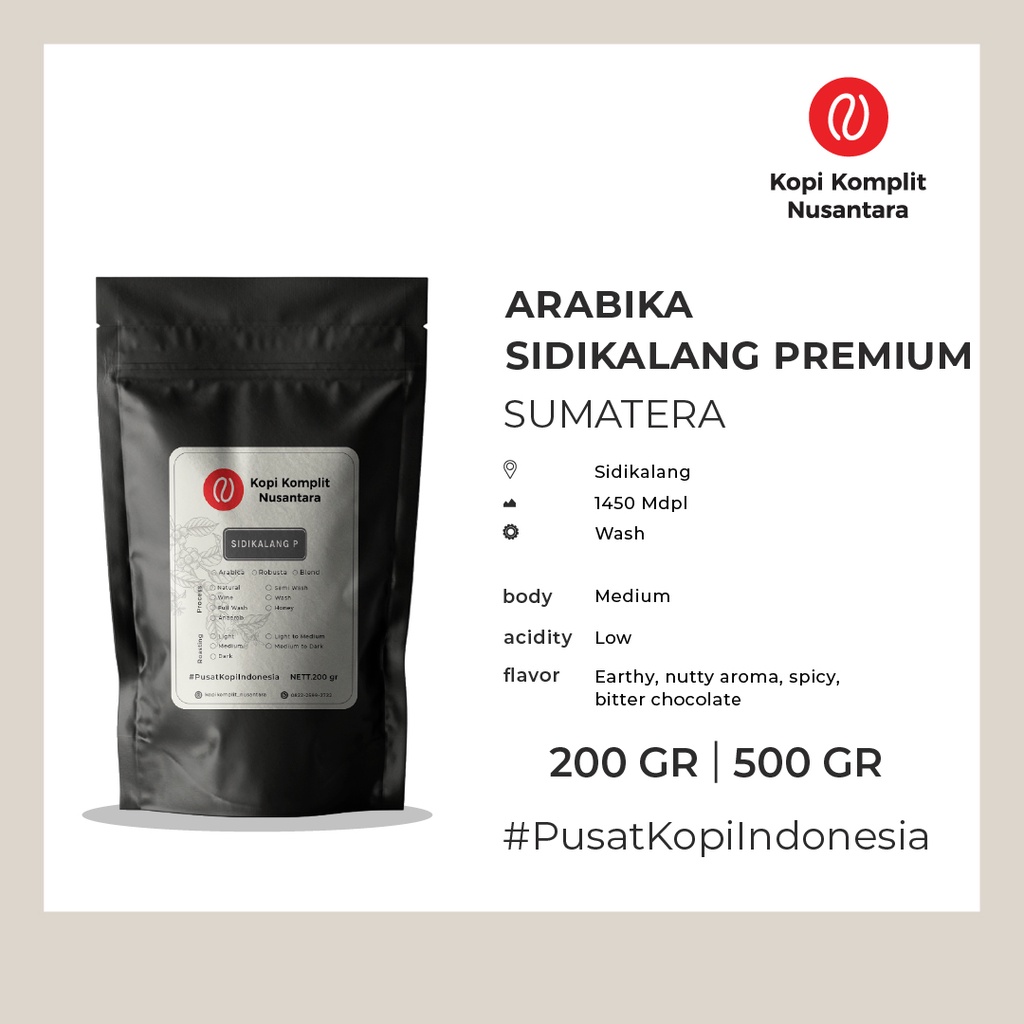 

Arabika Sidikalang Premium Medium Roasting - Kopi Biji dan Bubuk