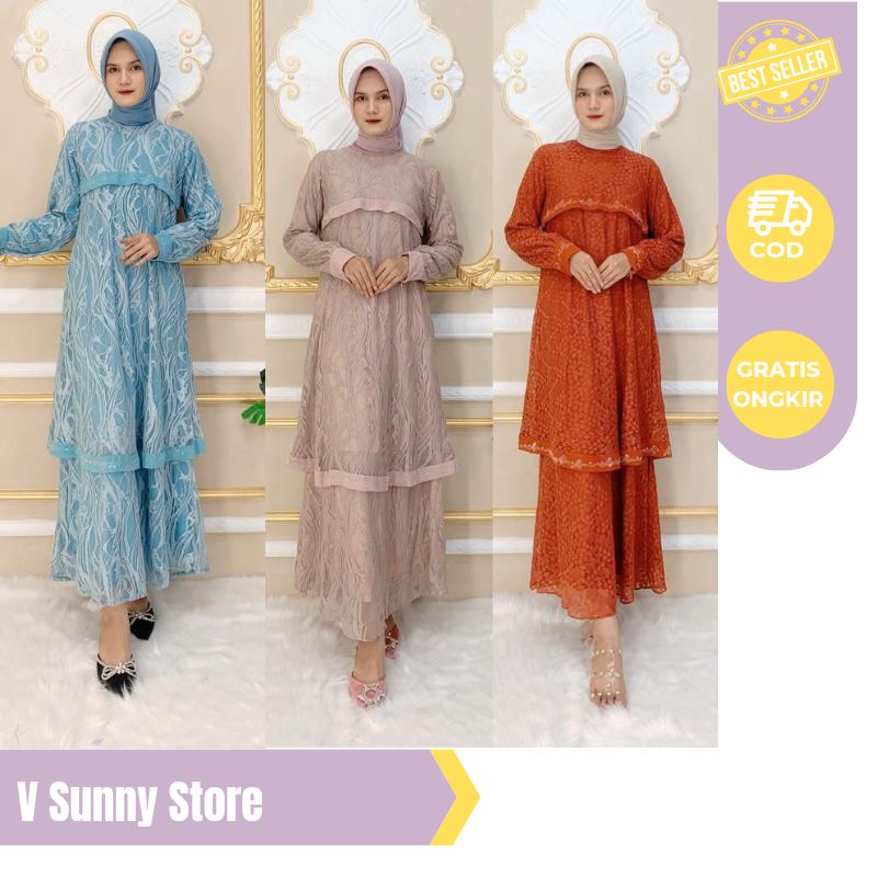 AYANA DRESS WANITA BROKAT KOREA STYLE KONDANGAN
