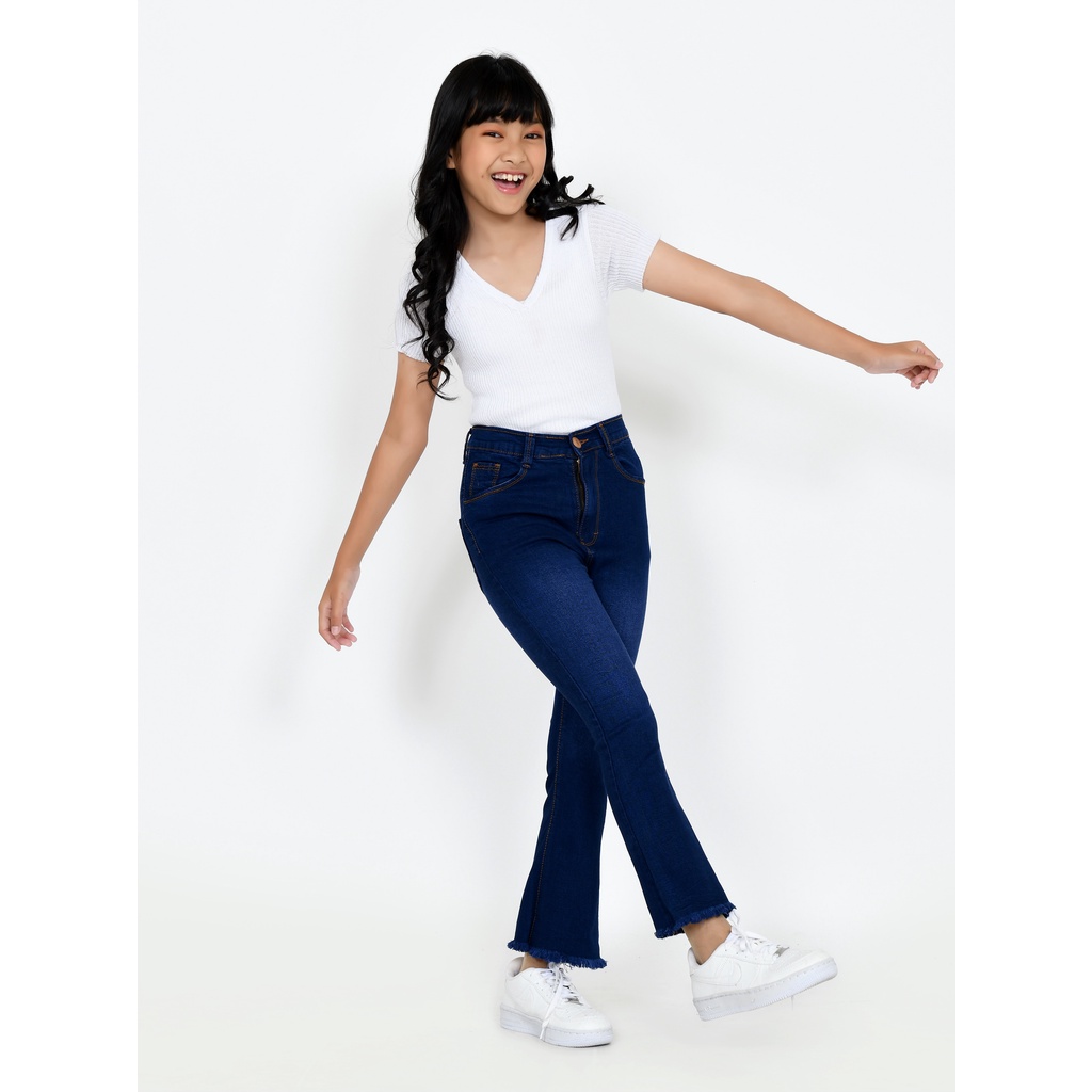 YAOSHI - Jeans Panjang Cutbray Rawis Anak - High Waist Cutbray Rawis Anak Size 24-26