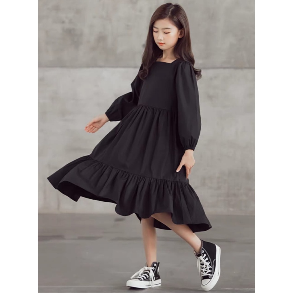 Jimmedy.id - Dress Anak Perempuan Simple Bahan Katun Umur 3-8 Tahun