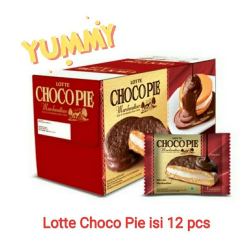 

lotte chocopie cokelat | choco pie isi 12 bks