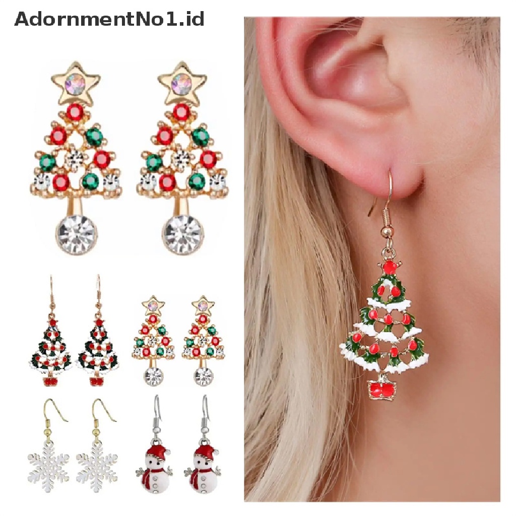 [AdornmentNo1] Anting Pohon Natal Trendi Untuk Wanita Santa Claus Snowman Drop Earrings Perhiasan Hadiah Natal [ID]