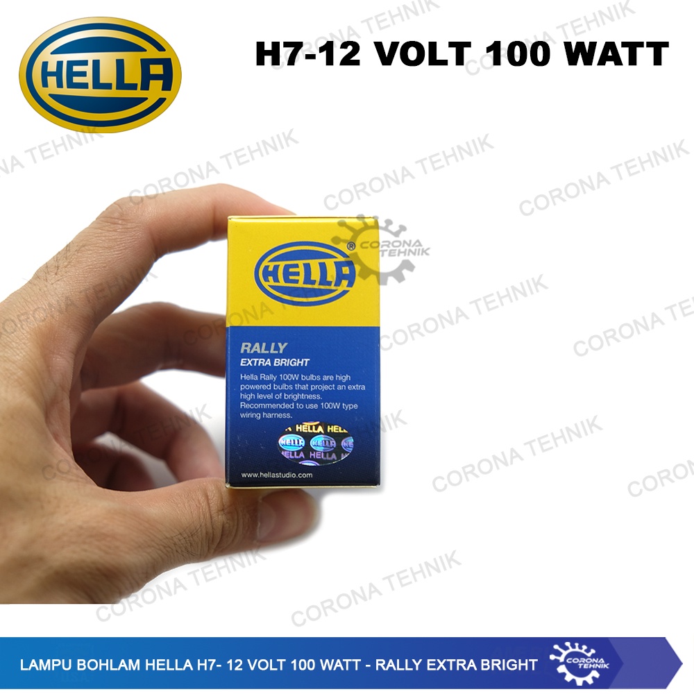 H7 - 12 Volt 100 Watt - Rally Extra Bright Lampu Bohlam Hella