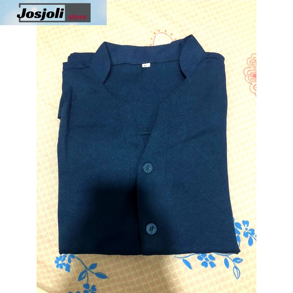 JOSJOLI_STORE/Kemeja Korea Style/Kemeja V-NECK Tin Lengan Panjang Size M L XL XXL Fashion Pria