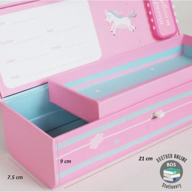 

bos kotak pensil karton+kunci pin/tempat pensil/pencil case locker ds71