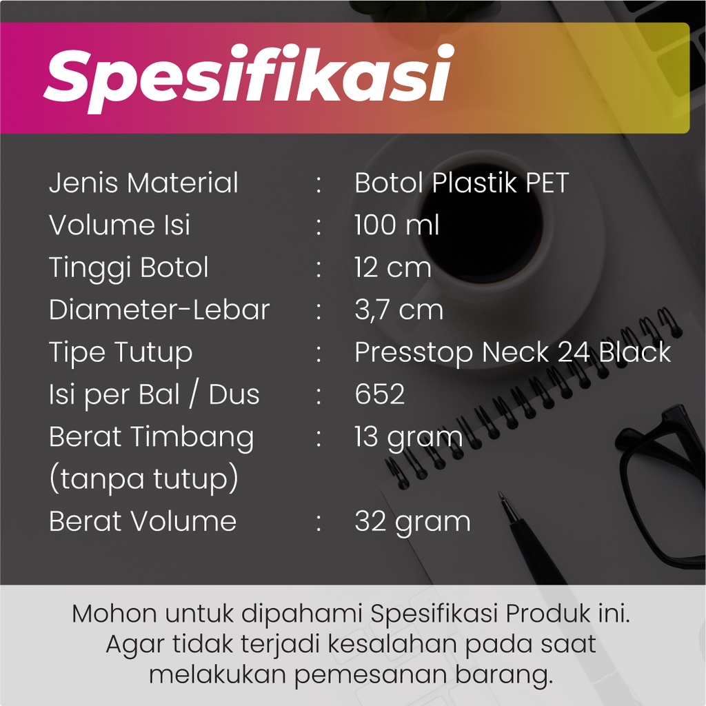 Botol Presstop 100ml/Botol Presstop Hitam 100ml PET/BR 100ml Warna Disctop Hitam