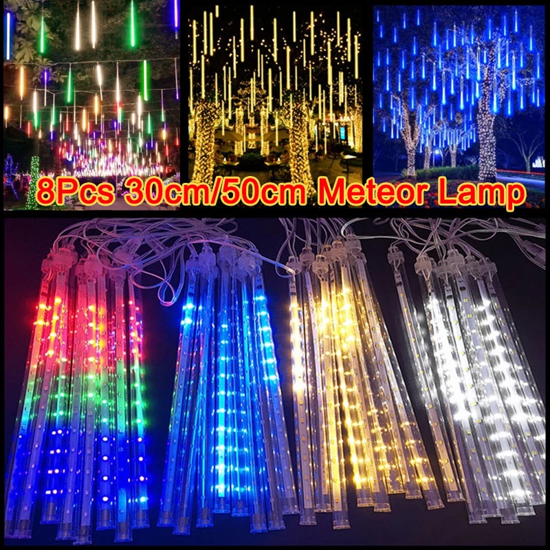 Lampu Meteor LED Hujan 50cm RGB 1set 10batang 192 / 288-led 3.5 meter