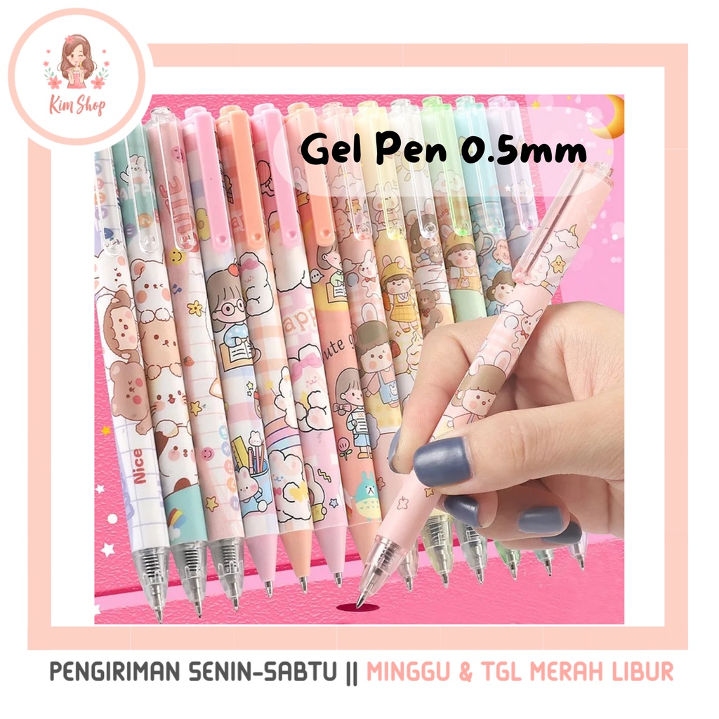 

KIM SHOP - Gel Pen Kawai Pulpen Mekanik Ballpoint Kartun Lucu Bolpen Cetek Pena Cartoon Retractable Gel Pen