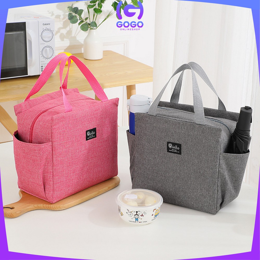 GOGO-T43 Tas Bekal Lunch Cooler Bag Box Anti Air Makanan Alumunium Foil / Tas Kotak Makanan / Lunch Bag / Tote Bag Bekal