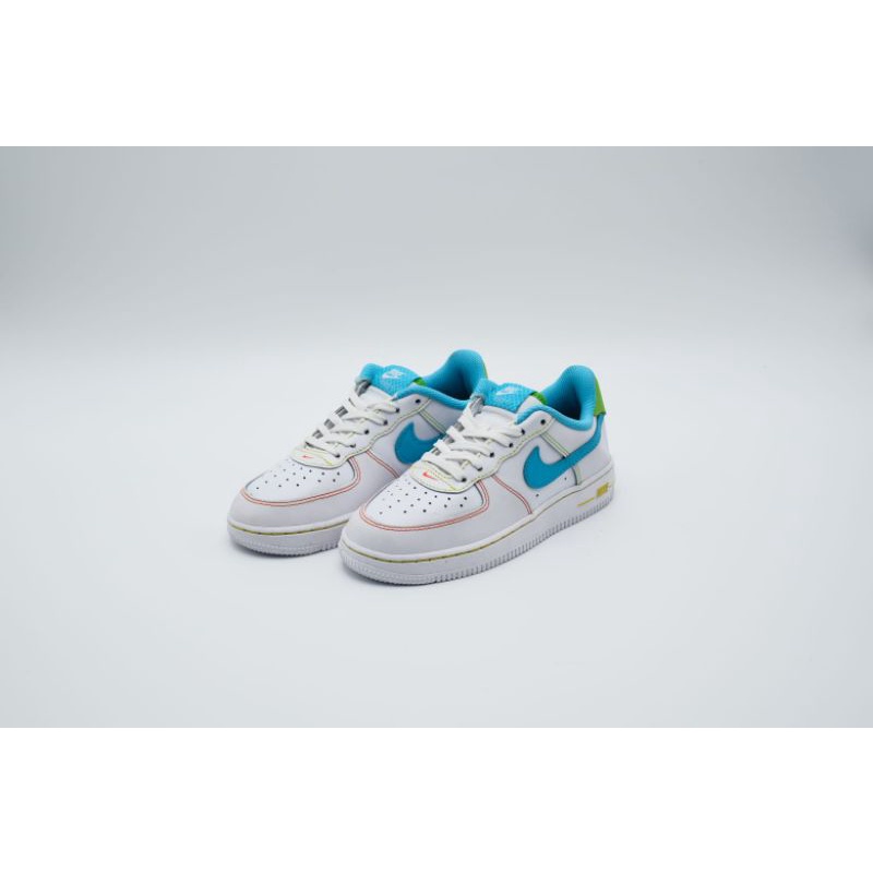 SEPATU ANAK ORIGINAL NIKE AIR FORCE 1 WHITE GREEN BLUE