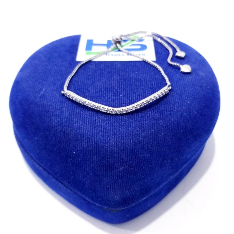 Gelang Perak Wanita Silver Asli 925 Lapis Emas Putih Model Serut Italy - GePerak Wanita Anti Karat