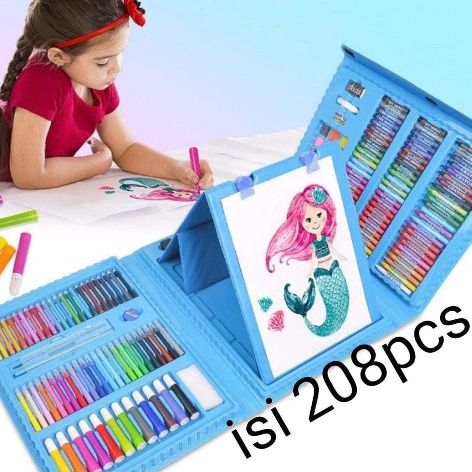 

Lebih Puas Crayon Anak Pengasah 208pcs Set Alat Menggambar Melukis Anak-anak Crayon Cat Air Pensi murah dan praktis