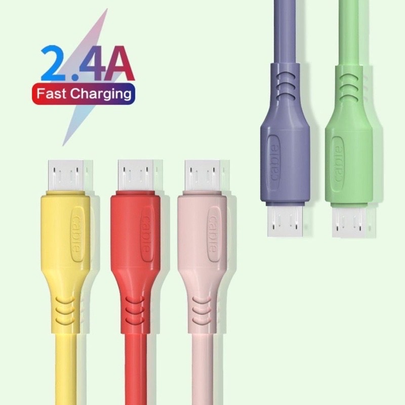 WMP - Kabel Data Charger Macaron Micro USB &amp; Type C &amp; Iphone Lightning / Cable Transmission Bentuk Bulat Kabel Casan Fast Charging For Handphone
