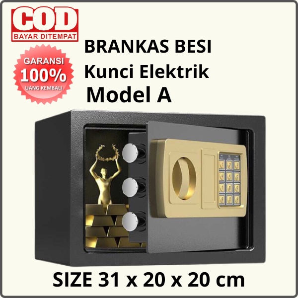 Brankas Brangkas Berangkas Mini Kotak Besi Uang Emas Perhiasan Elektrik 31x20x20cm