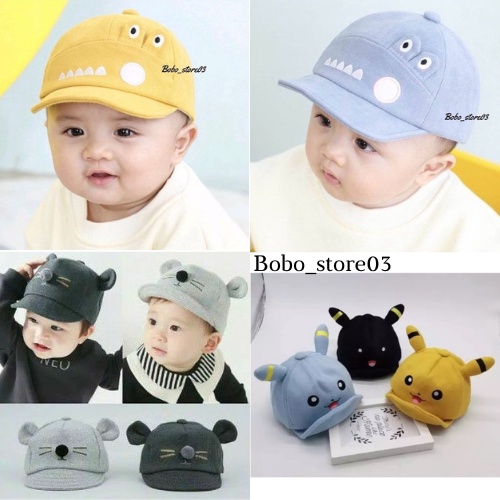 Topi Anak Bayi karakter Aligator - Kucing - Pikachu Topi anak Laki laki Perempuan 3 Bulan-2,5 tahun Premium