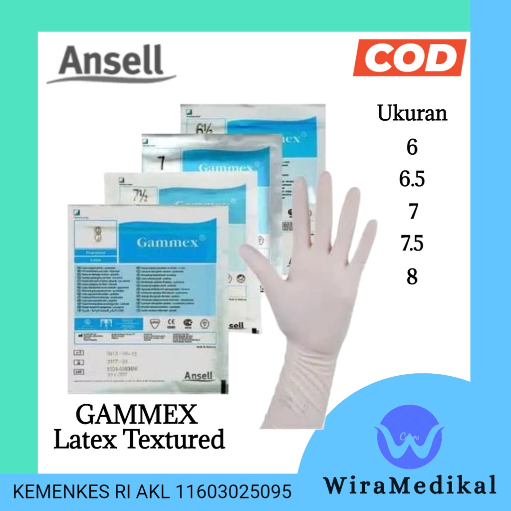 Sarung Tangan Steril Ansell Gammex Latex Textured Powder Free Box