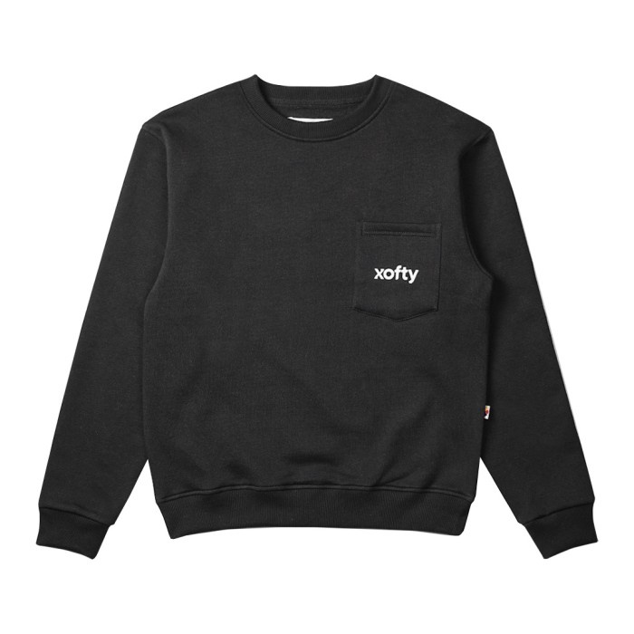Xofty Sweater Crewneck Regular Fit Pria Dan Wanita Pixies Black