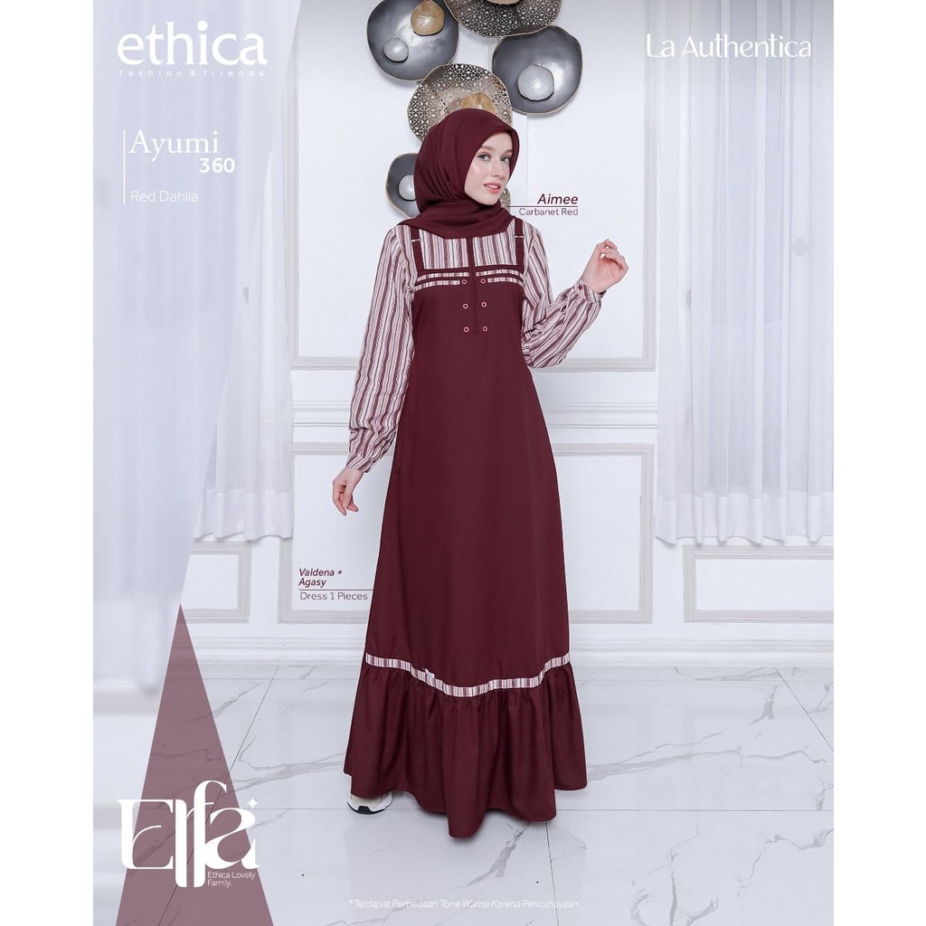 Ethica Couple 166 Red Dahlia / Kahfi 253 - Ayumi 360 / Fashion Muslim Couple Ethica Terbaru 2023