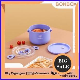 perkakas BONBOX BTW10 Kotak Makan Microwaveable Pegangan Portabel Termasuk Sendok Garpu Bahan PP Foo